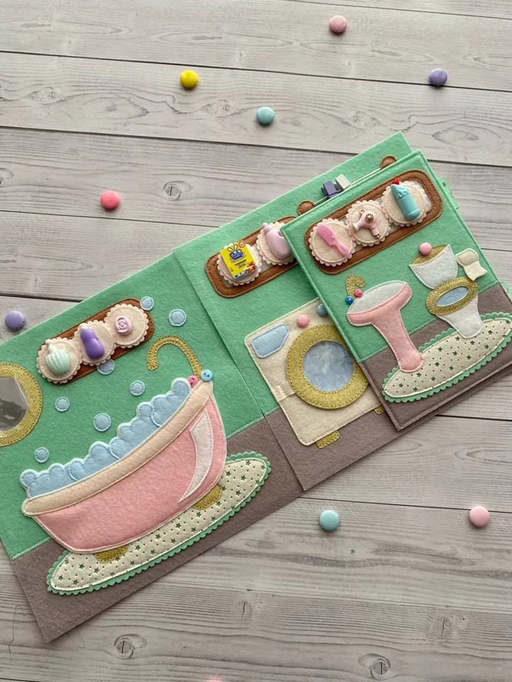 Quiet book Dollhouse pattern, Felt Busy book pattern pdf, Felt doll Pattern with clothes set, Dress up Doll, Felt dollhouse book for girl