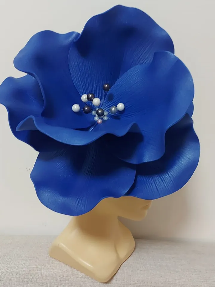 Large anemone Fascinator Kentucky Derby Hat, blue Flower headband, Tea Party Hat, Festival hat, Flower Hair Clips Fashion 2024