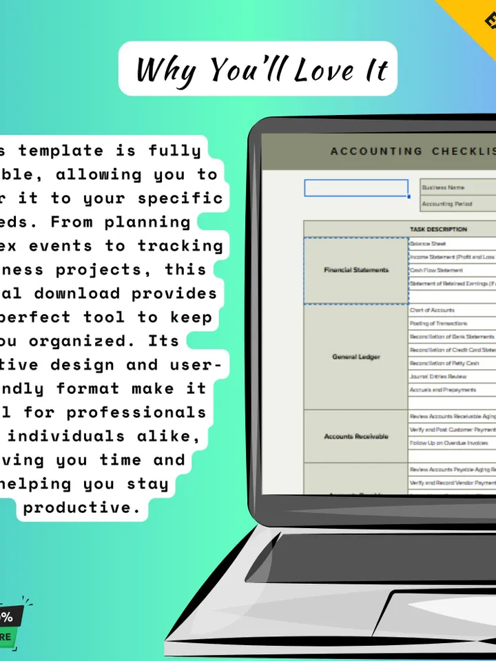 Accounting Checklist Template, Google Sheets Financial Checklist, Digital Download, Easy-to-Use Monthly & Year-End Accounting Tasks