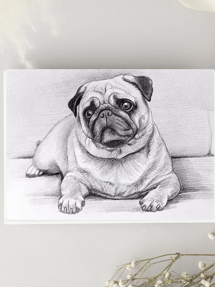 Pencil pet portrait painting | Custom Hand painted Dog portrait | Custom Dog portrait | Hand drawn pet portrait