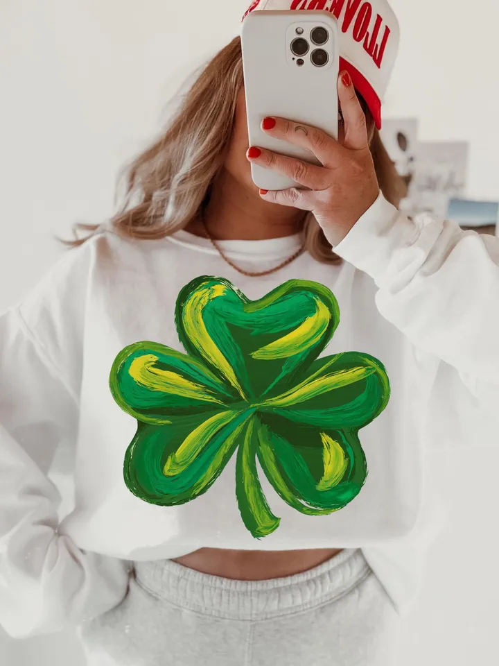Shamrock Png, St. Patrick’s Day Clover Design, Green Shamrock PNG, St. Paddy’s Day Sublimation PNG, Irish Clover Art, Trendy T-Shirt Design