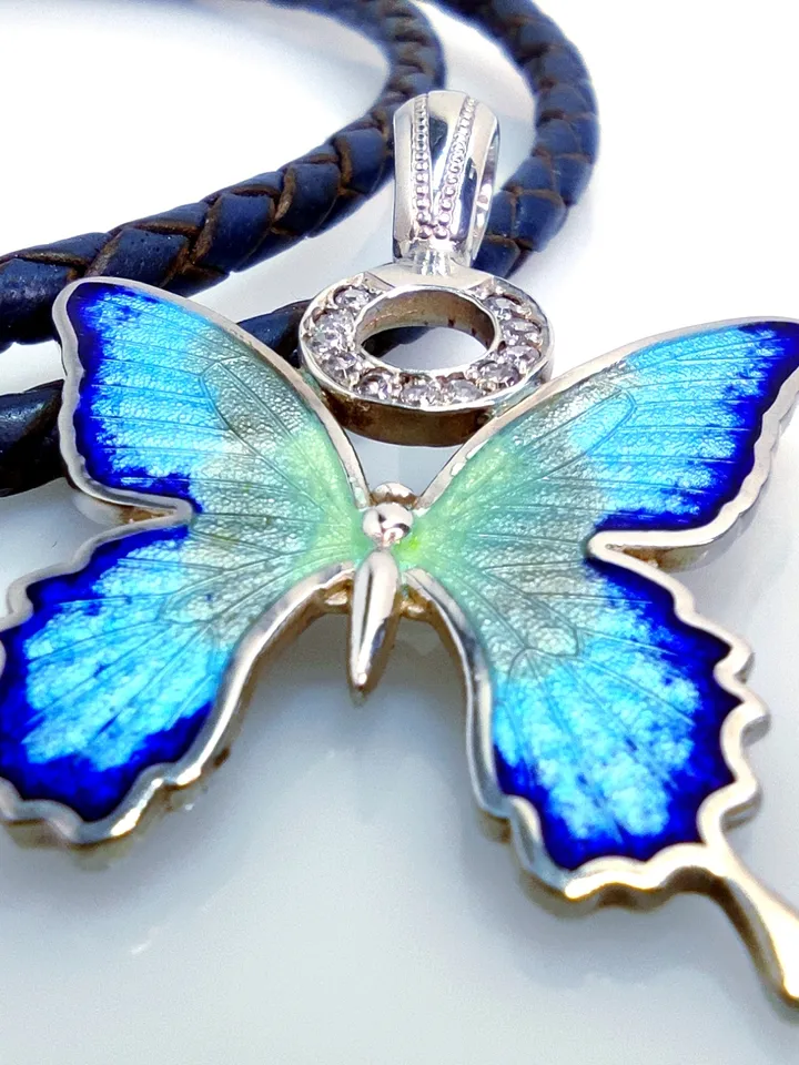 Pendant colored butterfly - hot enamel