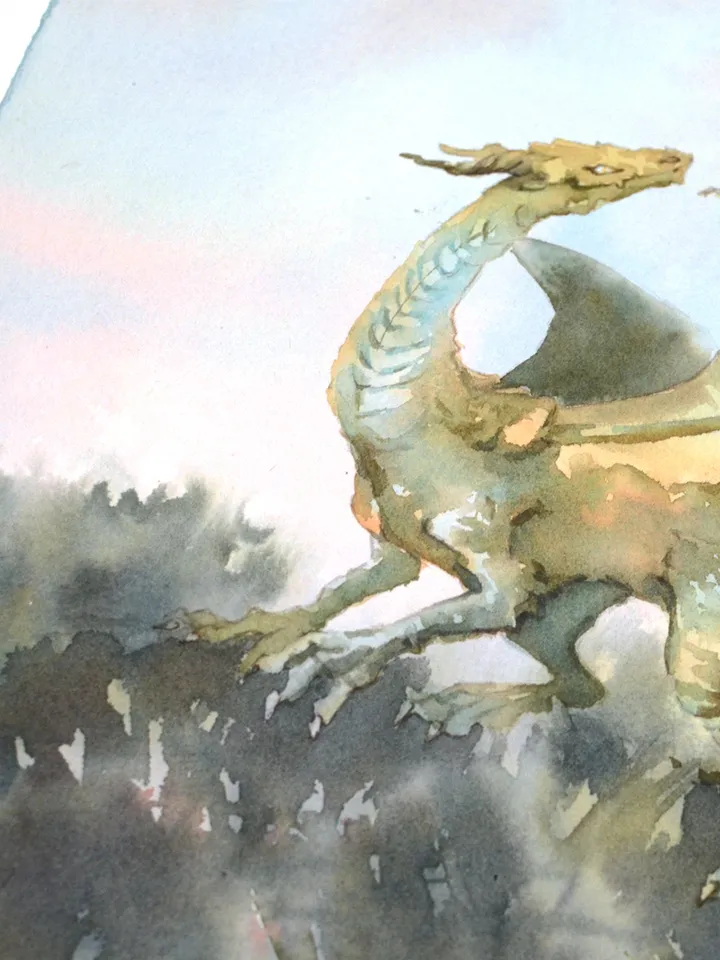 Bronze dragon painting Original fantasy art by Yulia Evsyukova