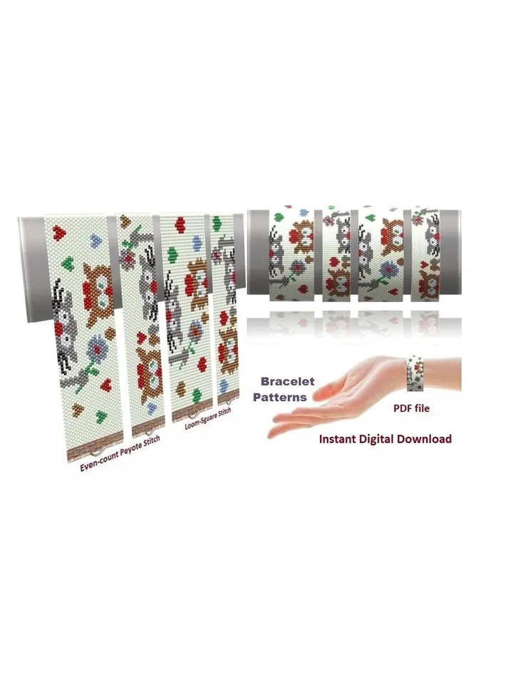 "This is Love" Bracelet Peyote Stitch Even-Count, Loom-Square Stitch Bead Patterns, Miyuki Delica-Czech beads Preciosa, Instant Download