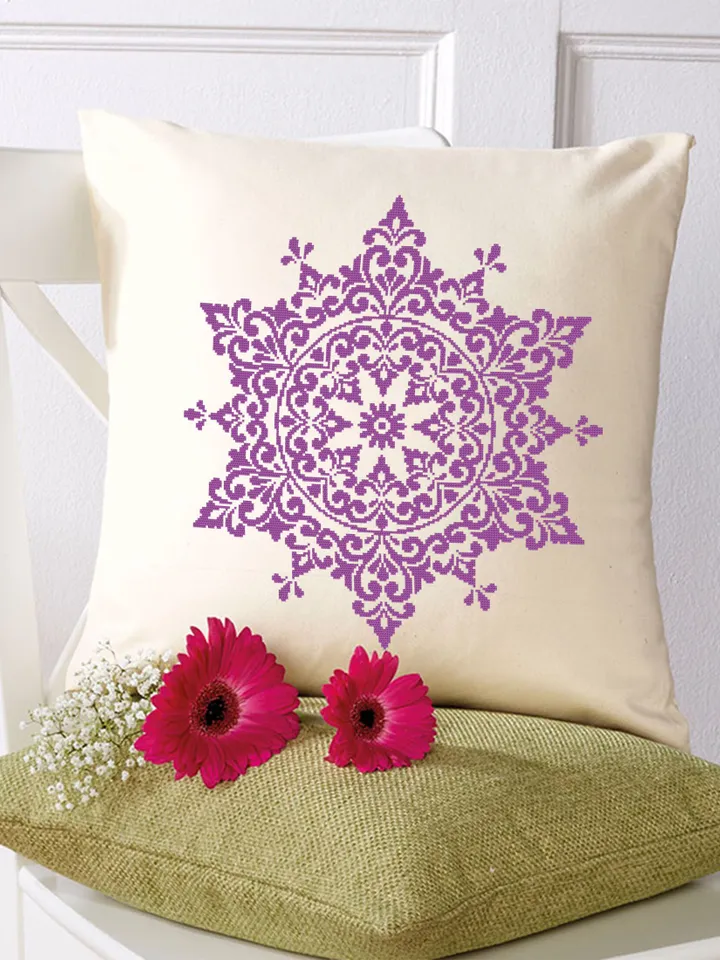 Mandala cross stitch pattern PDF download, Flower mandala pattern digital PDF, Mandala ornament cross stitch chart, Mandala embroidery #M241