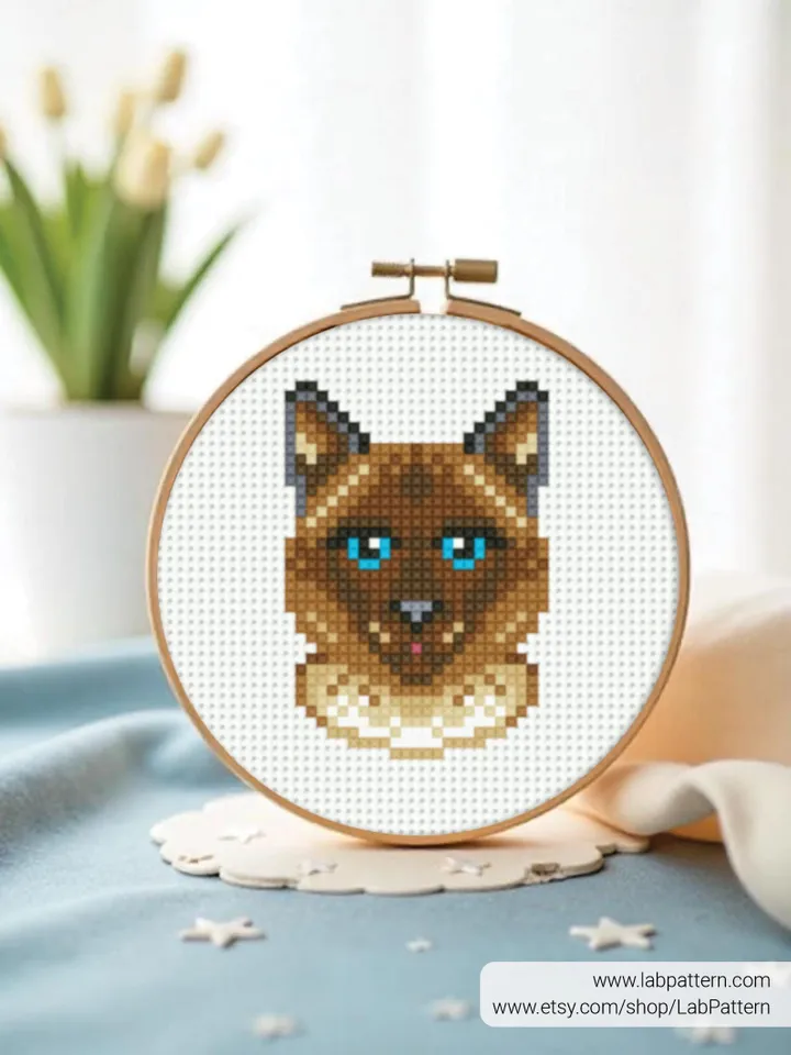 Bundle of 4 mini breed cat Cross stitch pattern, kitten, animals, beginner counted, modern chart, gift DIY, embroidery, instant PDF