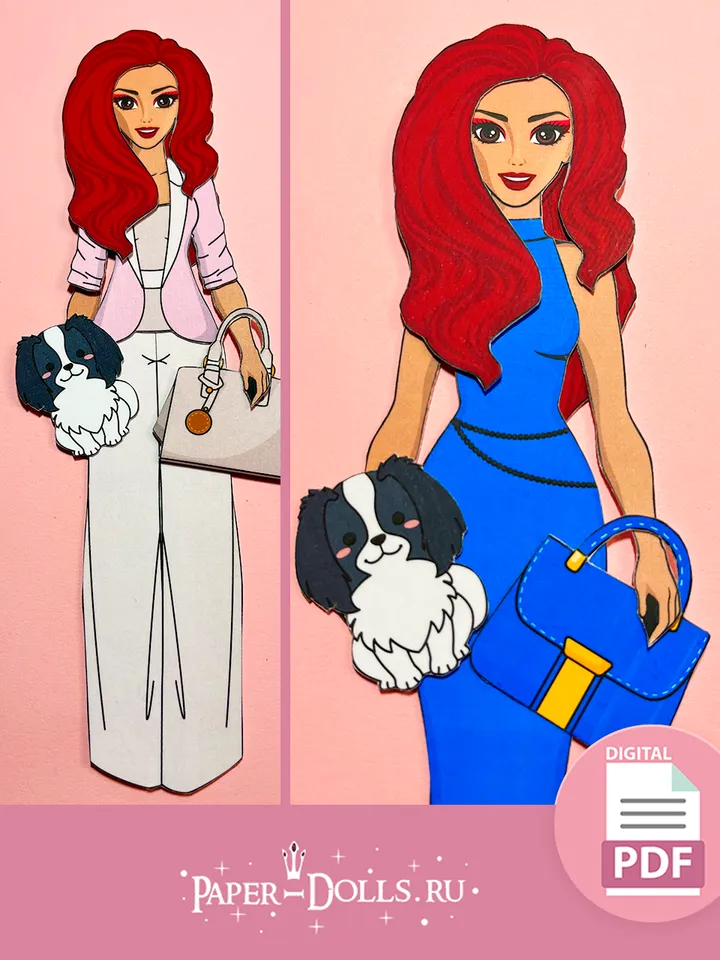 Paper doll with clothes set