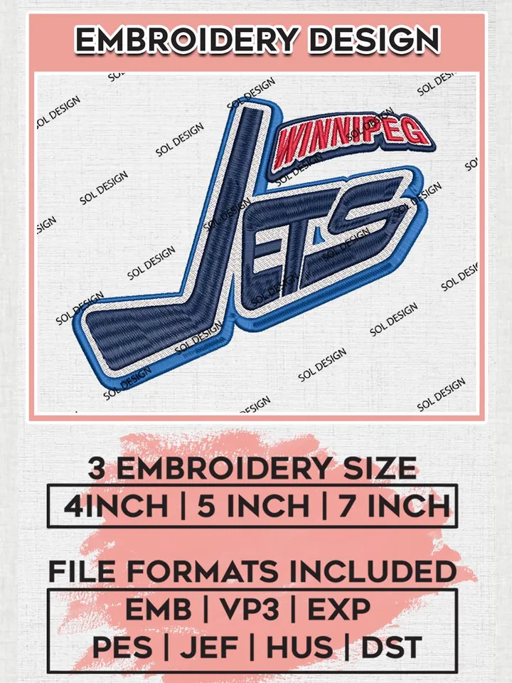 NHL Winnipeg Jets Logo Embroidery Designs, NHL Winnipeg Jets Machine embroidery Files, Hockey Team Logo Emb Files, NHL Embroidery Designs, NHL Machine Embroidery Designs, Digital Download