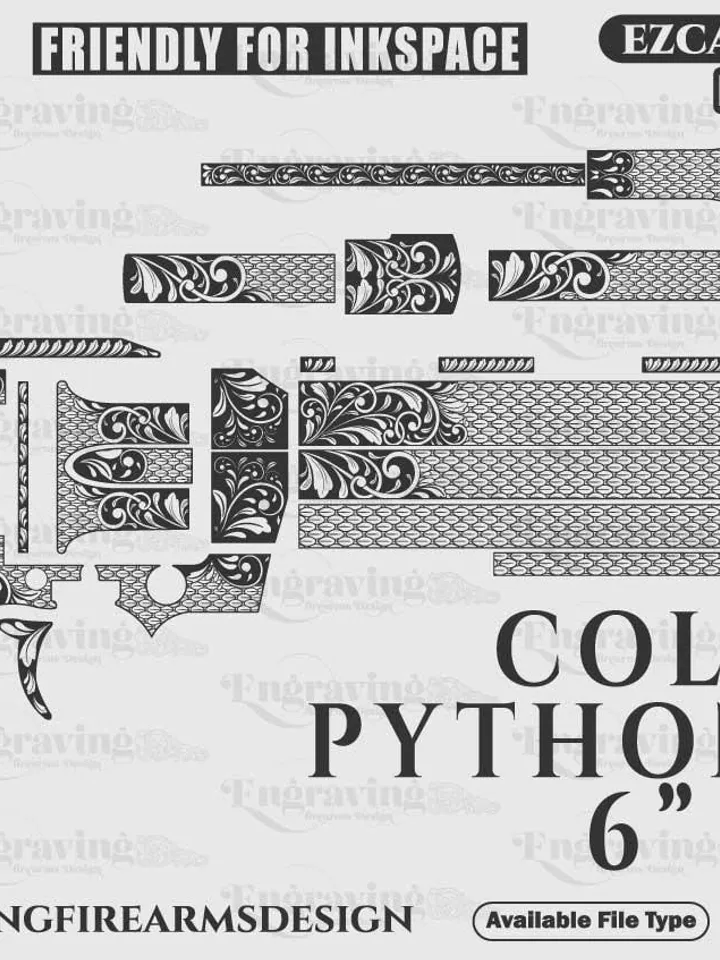 Colt Python 357 6 Inch Design svg,lasercut,laserengraving,fiberlaser,engravingfiles,laserpattern,engravingdesign,engravingpattern,metalart
