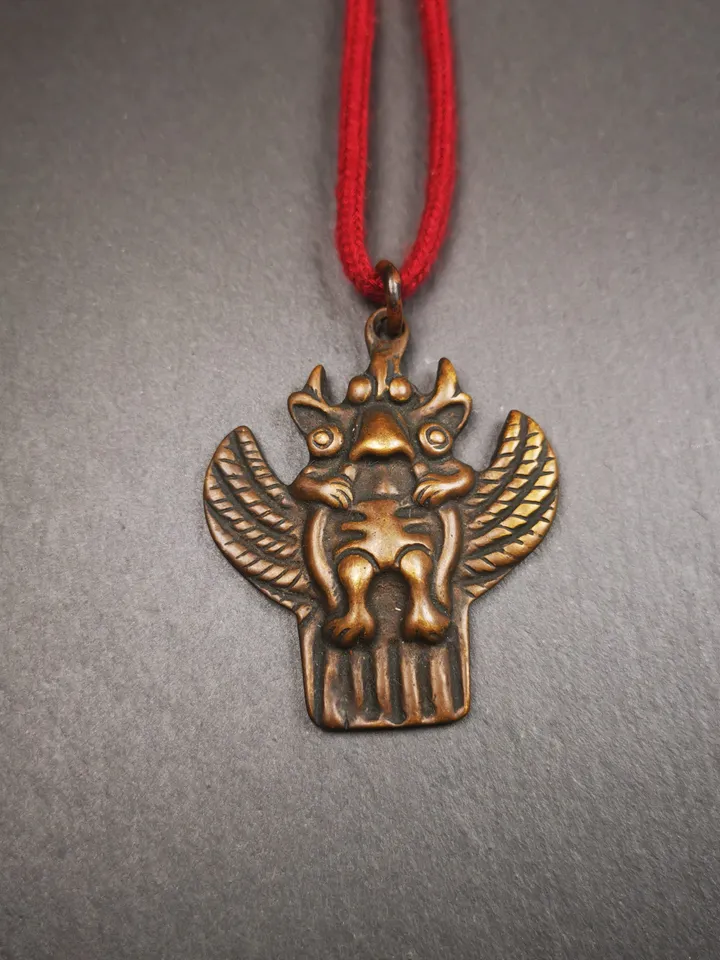 Gandhanra Antique Tibetan Buddhist Amulet,Garuda,Garula,Suparna,Golden-winged Bird Pendant,Made of Copper