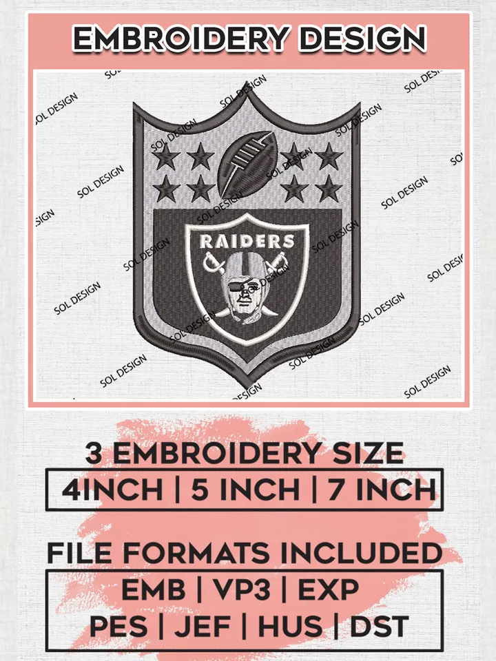 Las Vegas Raiders Embroidery Design Files, NFL Raiders Embroidery Designs, NFL Embroidery Designs, NFL Las Vegas Raiders Machine Embroidery Design, Digital Download