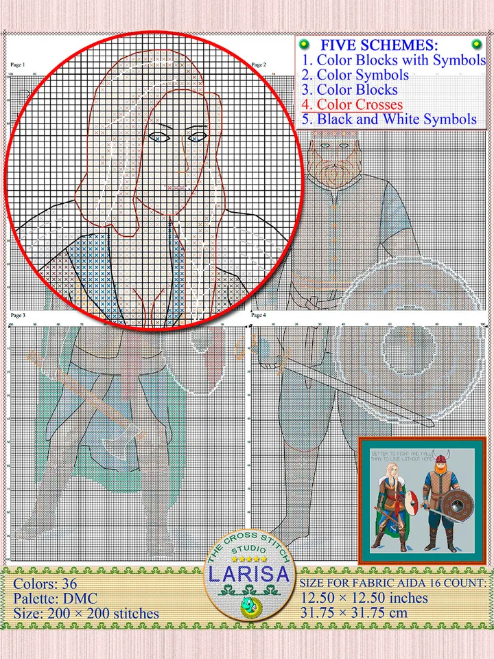 Vikings Cross Stitch Pattern | Viking Warriors | Konung