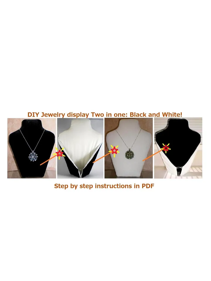 Tutorial necklace display bust, Make a Vendor Display, DIY Jewelry display, Two in one: Black and White! Step by step instructions in PDF