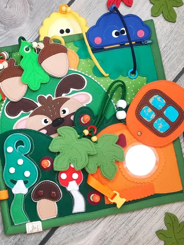 Autumn Quiet book pattern PDF & Tutorial pages, Felt book pattern svg, Quiet book ideas, Sensory toys, Pdf felt sewing pattern for toddler