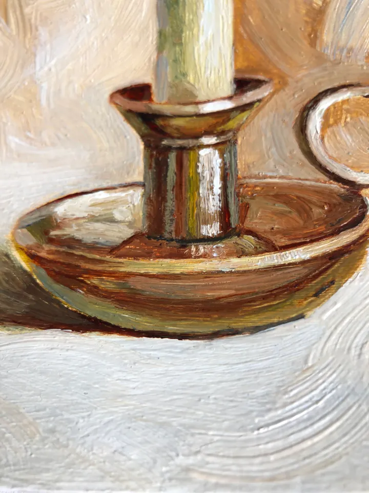 Candlestick modern original oil painting wall art painting 6 x 6 inches