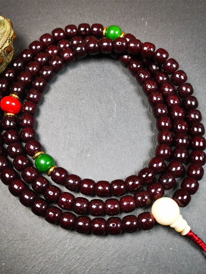 Gandhanra Large 108 10mm Lotus Seed Beads Mala,Barrel Shape Prayer Beads Necklace,Tibeatn Rosary Beads,40" Length