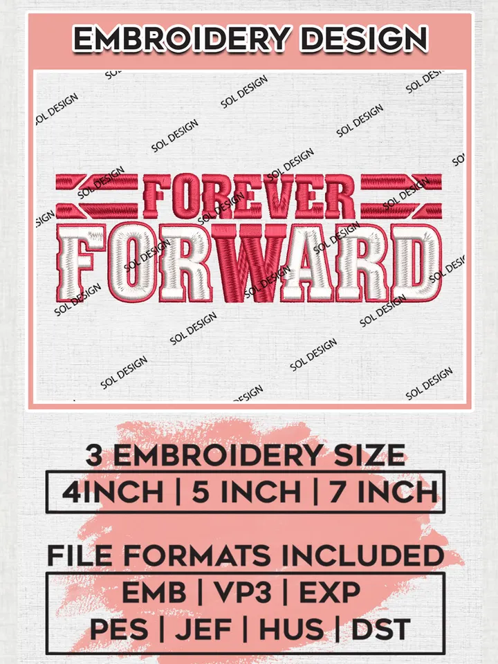 Forever Forward Logo Embroidery Design Files, NCAA Wisconsin Badgers Machine Embroidery, NCAA Teams, 3 sizes, NCAA Machine embroidery designs, Digital Download