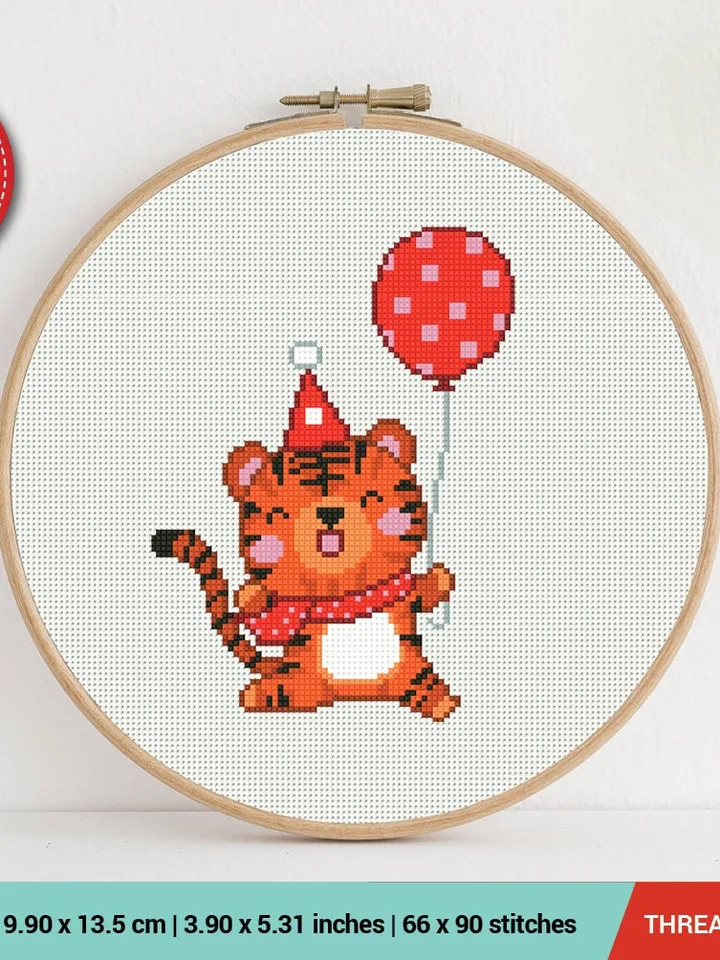 Bundle of 4 Funny Tiger 2022 New Year Cross stitch pattern | Embroidery Pattern | Instant Download | Embroidery Designs