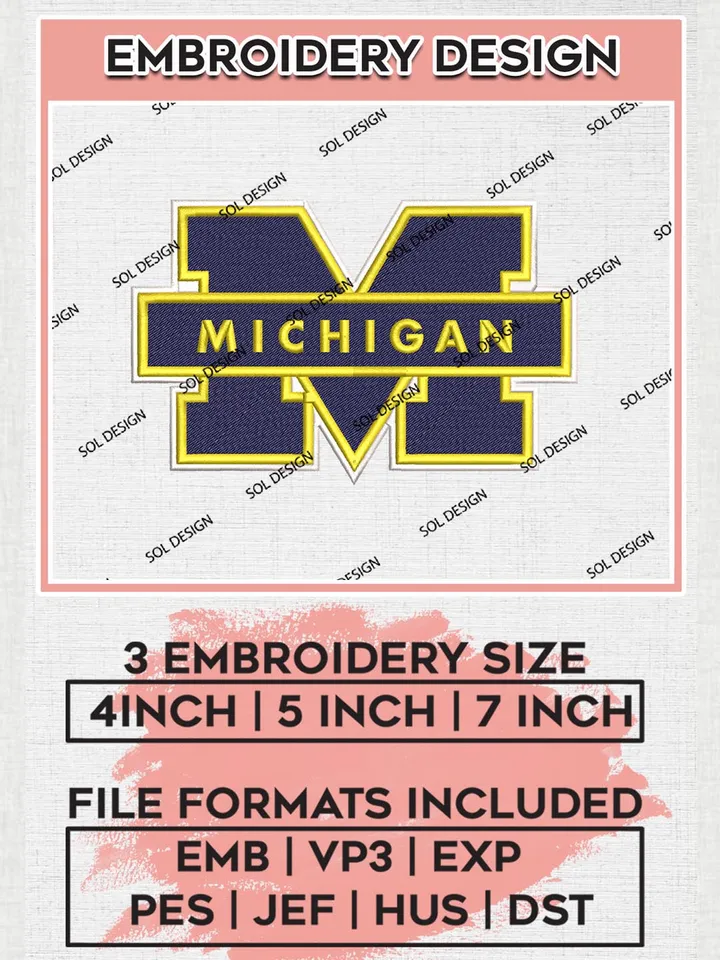 NCAA Michigan Team Word Logo Machine Embroidery Design, NCAA Michigan Wolverines Team Design Design files, NCAA Team Embroidery Designs, NCAA Machine Embroidery Designs, Digital Download