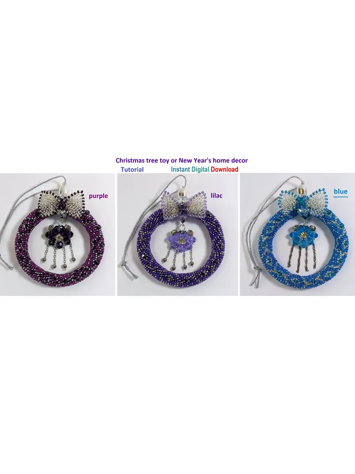 Tutorial Beading Christmas tree decoration,New Year's decor for home-office. Bead Rope, Instant Download, PDF