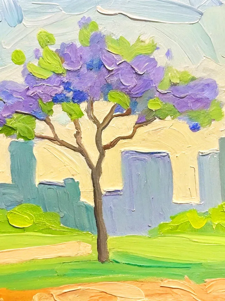 Jacaranda Oil Painting Los Angeles Impasto Jacaranda Original Art California Plein Air Small Artwork Gift by ArtProkopaloSv
