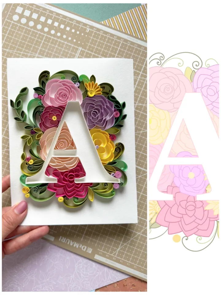 Letters in flowers | Set of patterns for Quilling | Initials A - Z