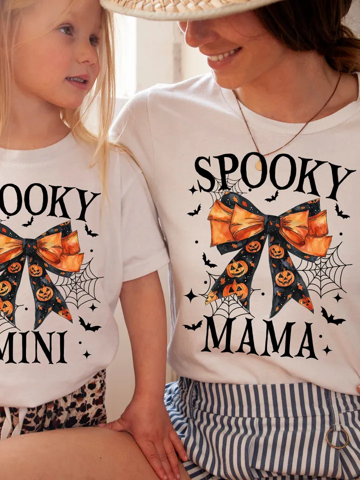 Spooky Mama Mini Png, Coquette Halloween Png, Spooky Season Png, Retro Halloween Png, Spooky vibes Png, Fall Png,Mama Mini Halloween Shirt