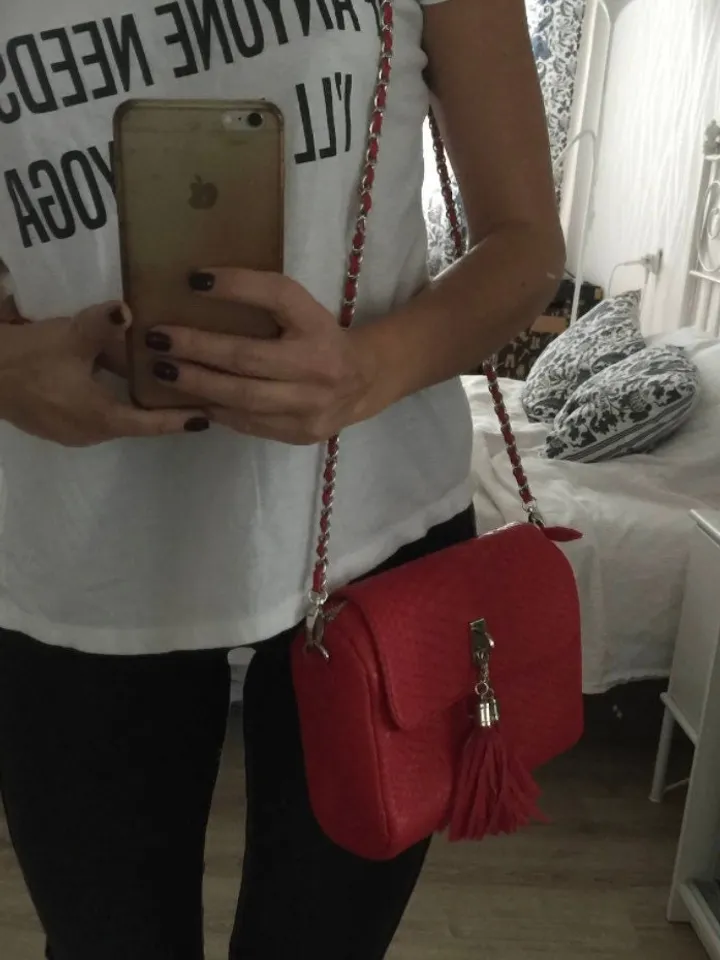 Genuine Python Skin Crossbody Bag | Chain Tassel red summer bag | Leather Woman Free Shipping Handmade Summer purse | exotic leather bag