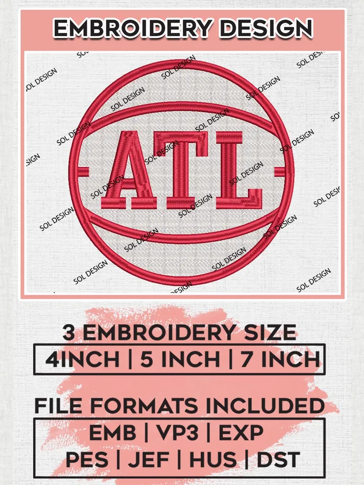 Atlanta Hawks Logo Embroidery Files, Atlanta Hawks Basketball Club Machine Embroidery Digital, Atlanta Hawks Embroidery, Digital Download