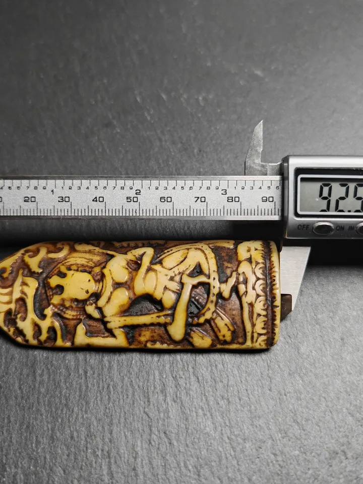 Gandhanra Vintage Yak Bone Carved Troma Nagmo Amulet - Tibetan Buddhist Black Dakini Female Deity Pendant