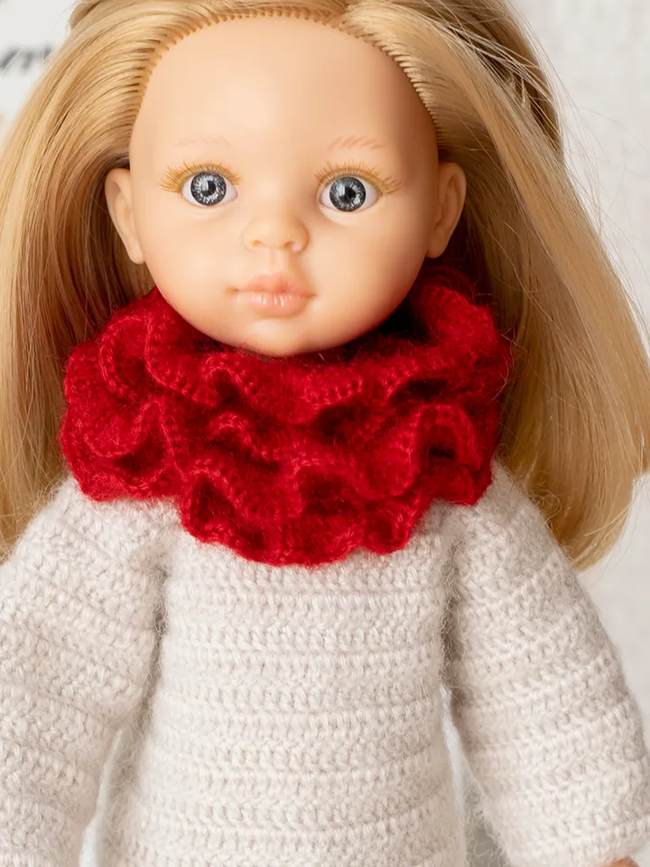 Openwork white scarf for Paola Reina doll, Siblies, Corolle, Little Darling doll, crocheted accessories for 13" dolls