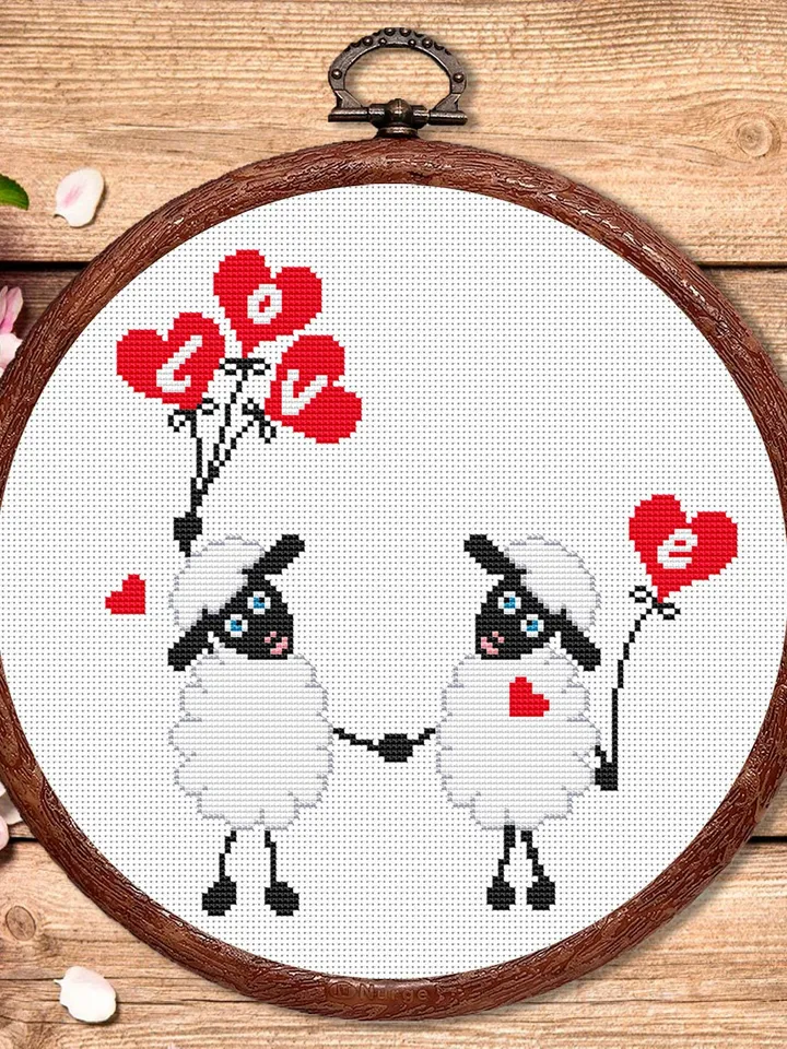Sheeps in Love Cross Stitch Pattern, Sheep Cross Stitch, Embroidery Love, Sheep xStitch, Sheep Pattern, Love Pattern #vl003