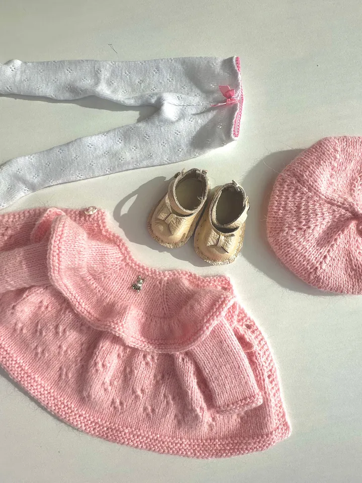 Paola Reina Doll 4 ITEMS Set: Exclusive Handmade Outfit - Dress, Beret, Tights, Shoes