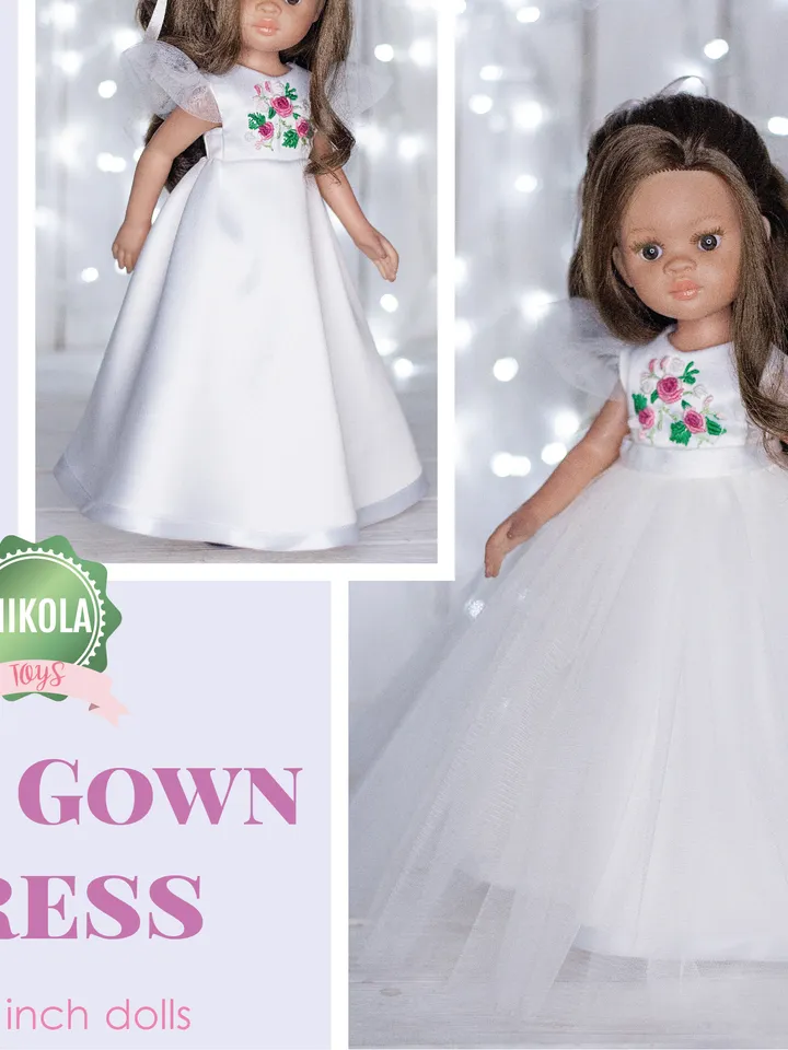 Beautiful White dress for Paola Reina doll 13 inch, Doll clothes, Paola Reina clothes, Dolls outfit, Fluffy doll dress