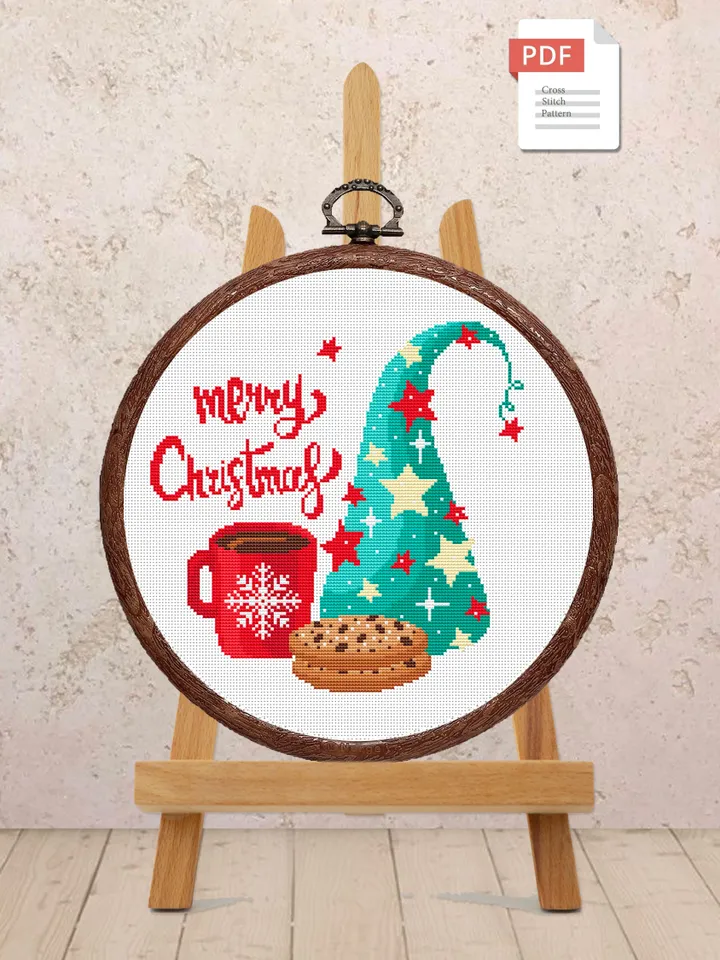 Merry Christmas Cross Stitch Pattern, Christmas Cross Stitch Pattern, Christmas Cookies Cross Stitch Pattern, Christmas Pattern #hld014