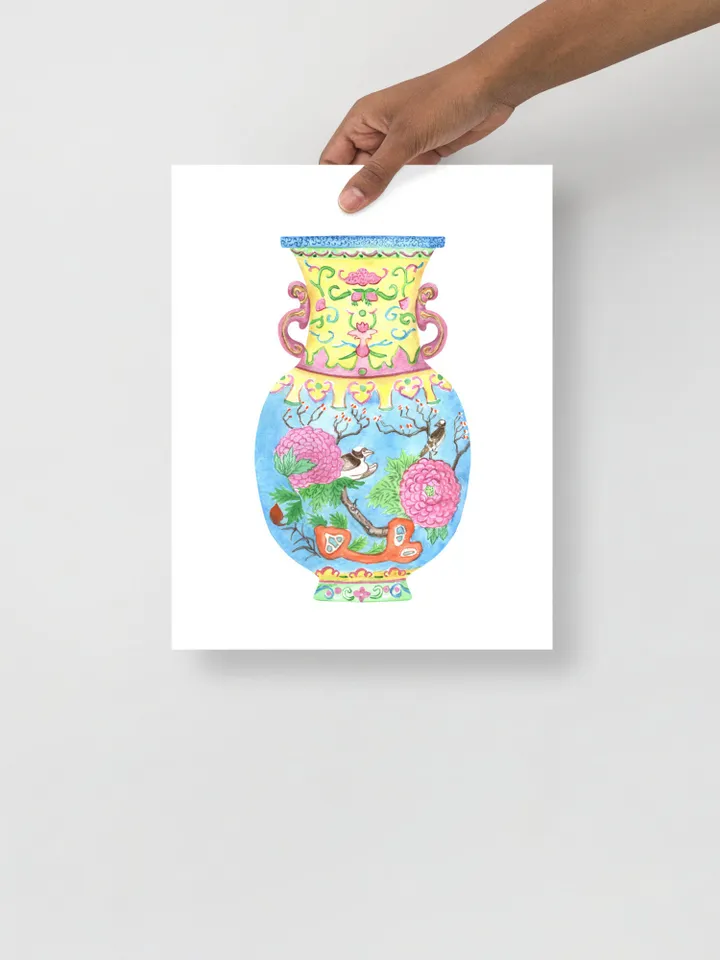 Chinoiserie Ginger Jar Vase Watercolor Painting Art Print Asian Wall Art Chinoiserie Chic Gift For Her Living Room Print Chinoiserie Art