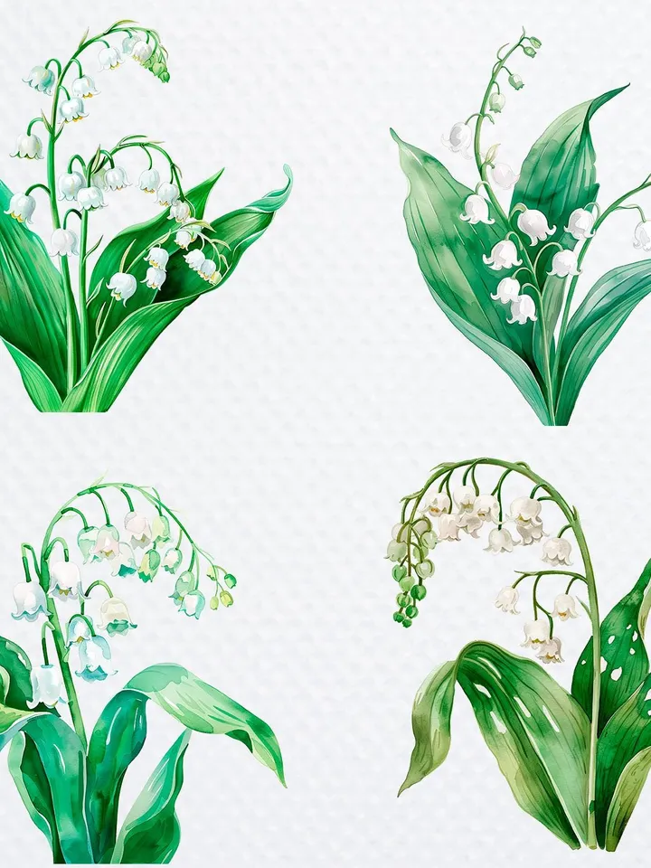 10 Lily of the Valley Bouquet PNG Bundle, Adorable, Printable Watercolor sublimation, High Quality PNG, Paper craft, junk journal