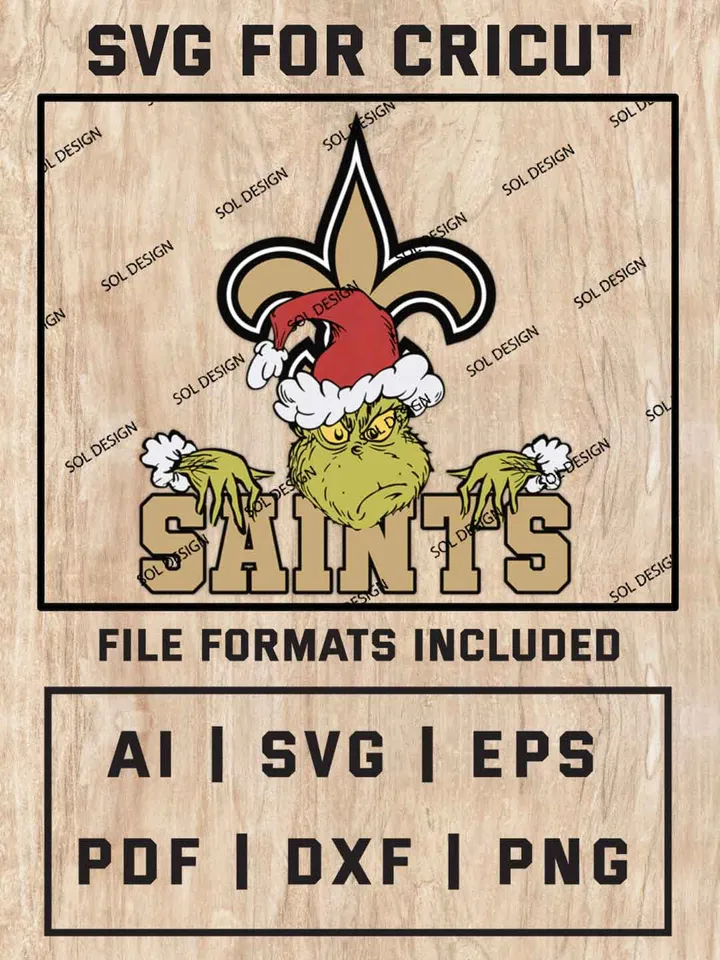 Grinch New Orleans Saints SVG, NFL SVG Design, NFL New Orleans Saints SVG, NFL Saints Cricut, Christmas Svg, Grinch svg, Digital Download