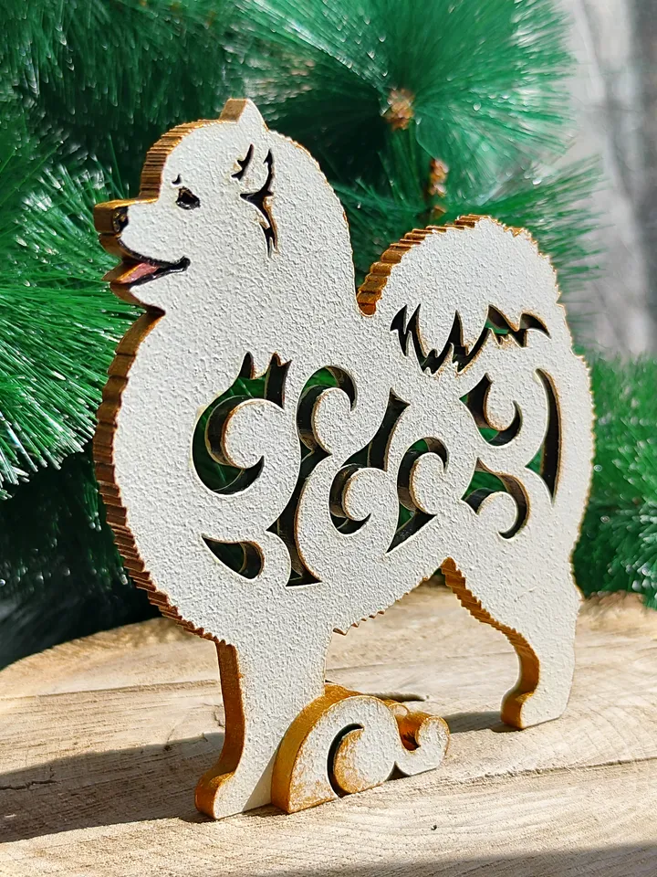 Figurine Samoyed wood, hand-made