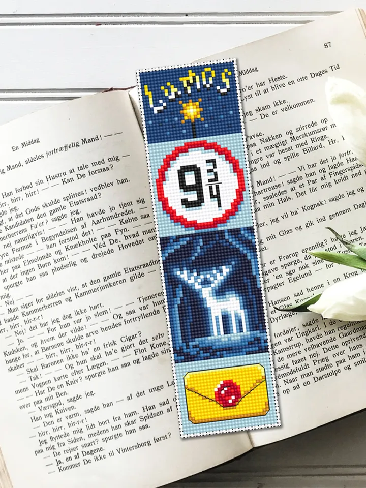 Magic bookmark cross stitch pattern PDF download, Fantasy bookmark pattern digital PDF, Wizarding world cross stitch chart, Fan art #B356