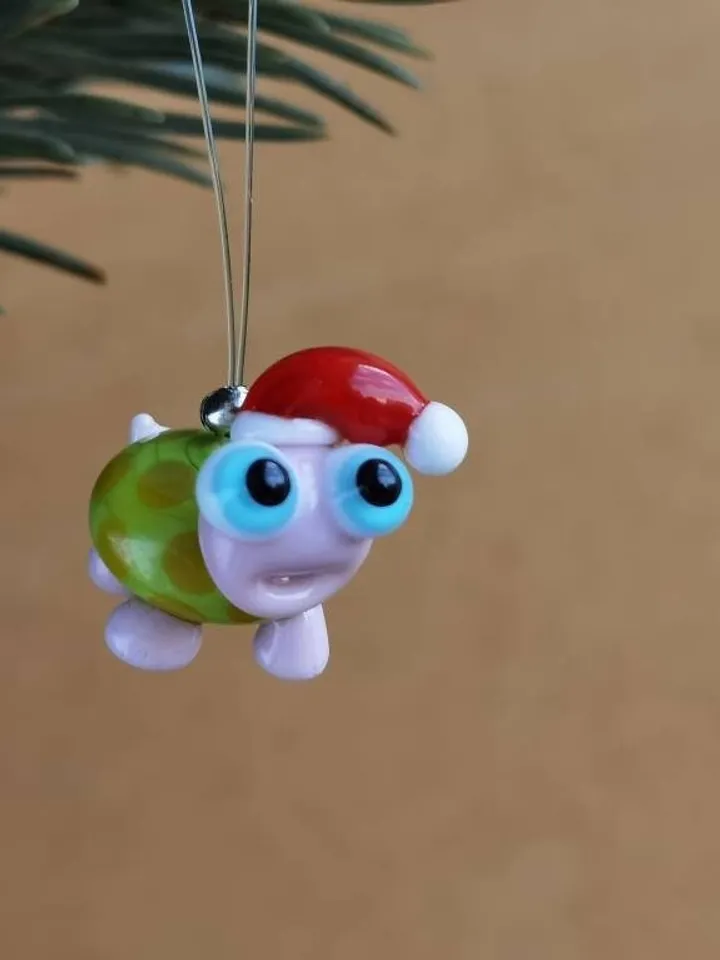 Sea turtle ornaments turtle gifts turtle decor Christmas ORNAMENTS Christmas gifts Glass figurines Christmas tree blown glass art Car gift