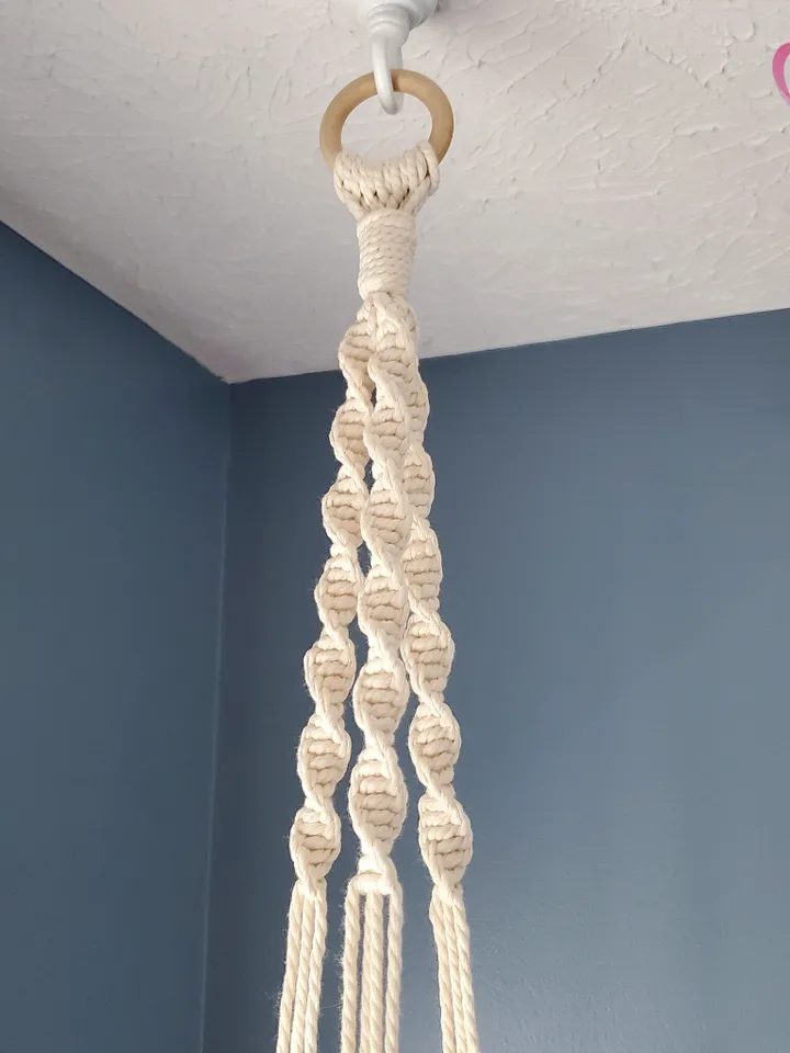 Macrame Plant Hanger with Live Edge Wood Shelf Boho Home Decor Plant Pot Holder Unique Housewarming Gift
