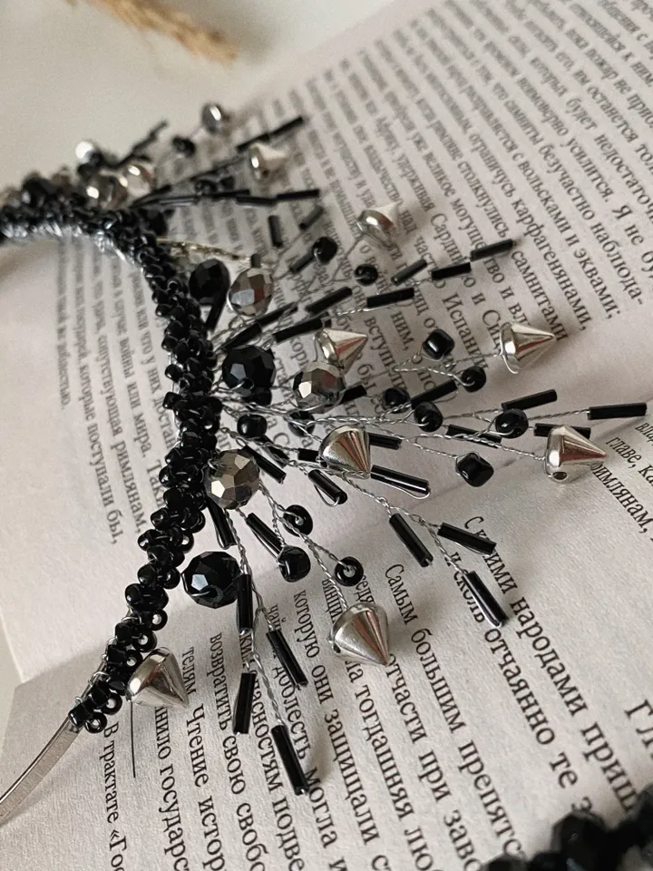 Black crown, Spiked crown, Spiked headband, Black tiara, Silver Black crown,Halloween crown,Halloween headpiece, Gothic tiara, rock accessories