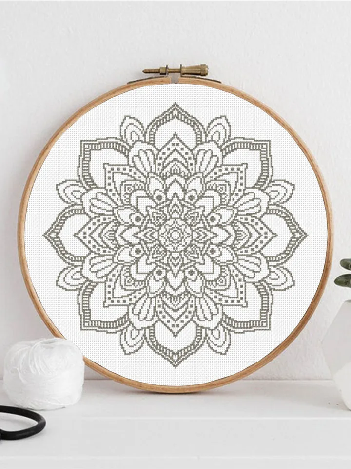 Flower mandala cross stitch pattern PDF download Mandala ornament cross stitch chart, Floral mandala pattern digital PDF, Home decor #M231