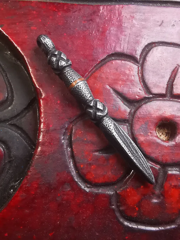 Gandhanra Handmade Tibetan Amulet ,Kila(Dorje Phurba) , Trantic Buddhism Ritual Implement Pendant,Made of Cold Iron,2.56"