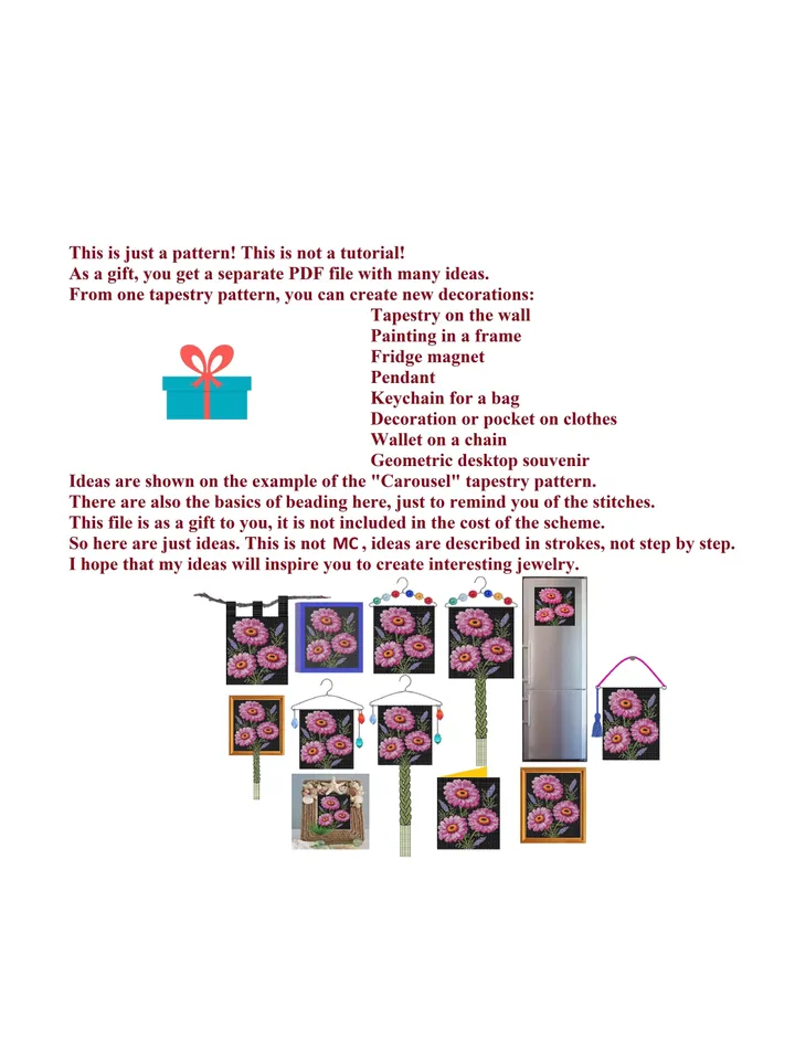 Even-Count Peyote Stitch Beaded Tapestry, Banner, Postcard, «African Daisies» Pattern, PDF instant download