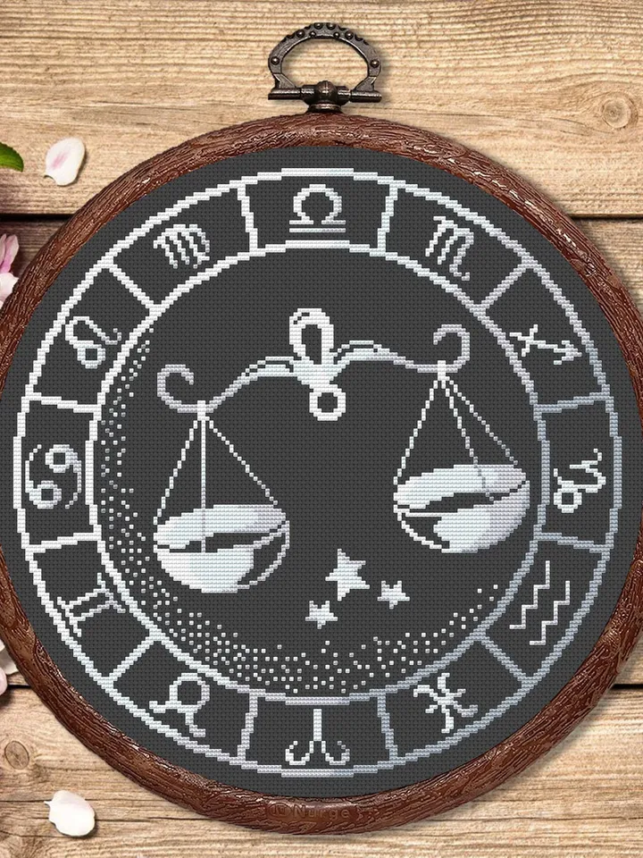 Set of 12 Zodiac Silver Cross Stitch Pattern, Aries Cross Stitch, Embroidery Zodiac, Signs of the Zodiac Pattern #zdc026