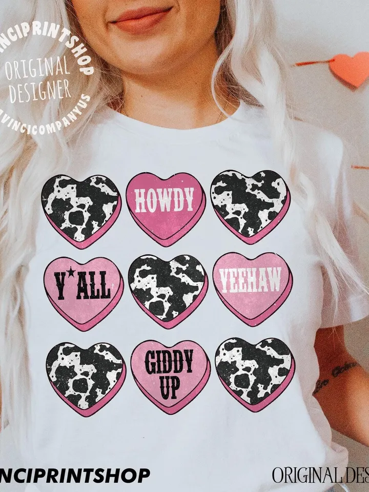 Valentines Candy Heart Png, Western Valentines Png, Cow Print Valentines png, Western Hearts Png, Retro Valentine Png, Heart Png, Western