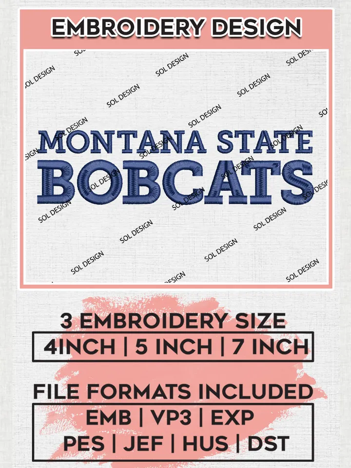 NCAA Montana State Bobcats Team Wordmark Logo Embroidery Design Files, NCAA Montana State Bobcats Machine Embroidery, NCAA Teams, 3 sizes, NCAA Machine embroidery designs, Digital Download