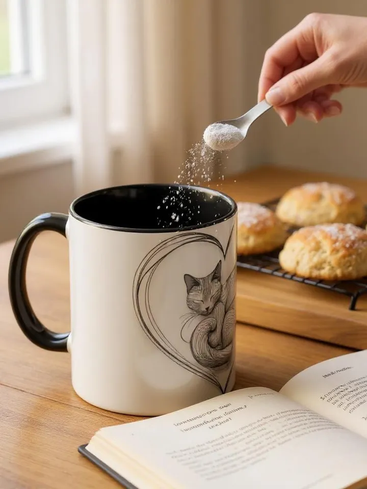Cat Mom Mug | Black Accent Coffee Cup | Cute Gift for Cat Lovers | Pet Owner Mug | Cozy Cat Decor, Anniversary, Home Office, Cat Mom Mug
